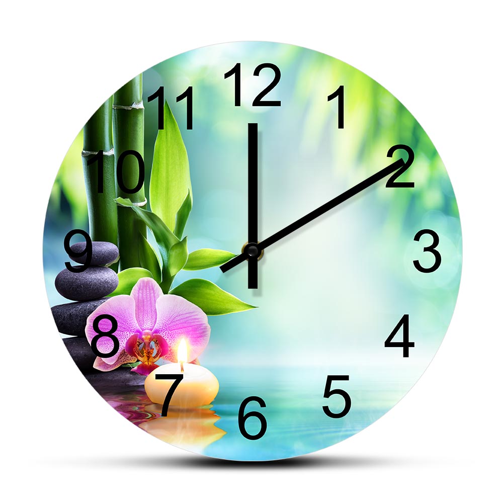 Spa Wellness Salon - ساعة حائط صامتة من أحجار زن
