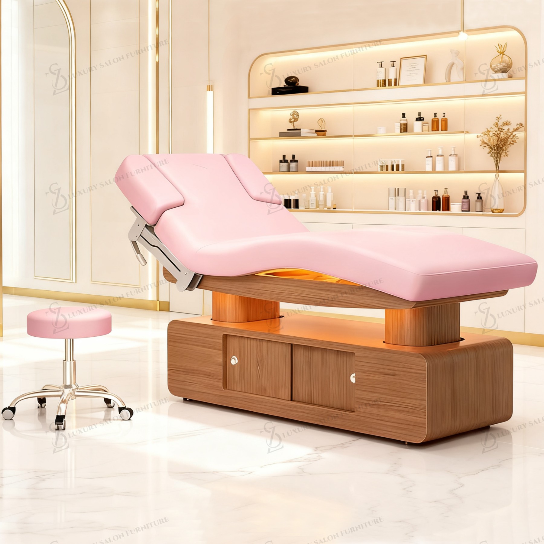 Spa Wellness Salon - الفاخرة 3/4 محركات الوردي سرير التجميل